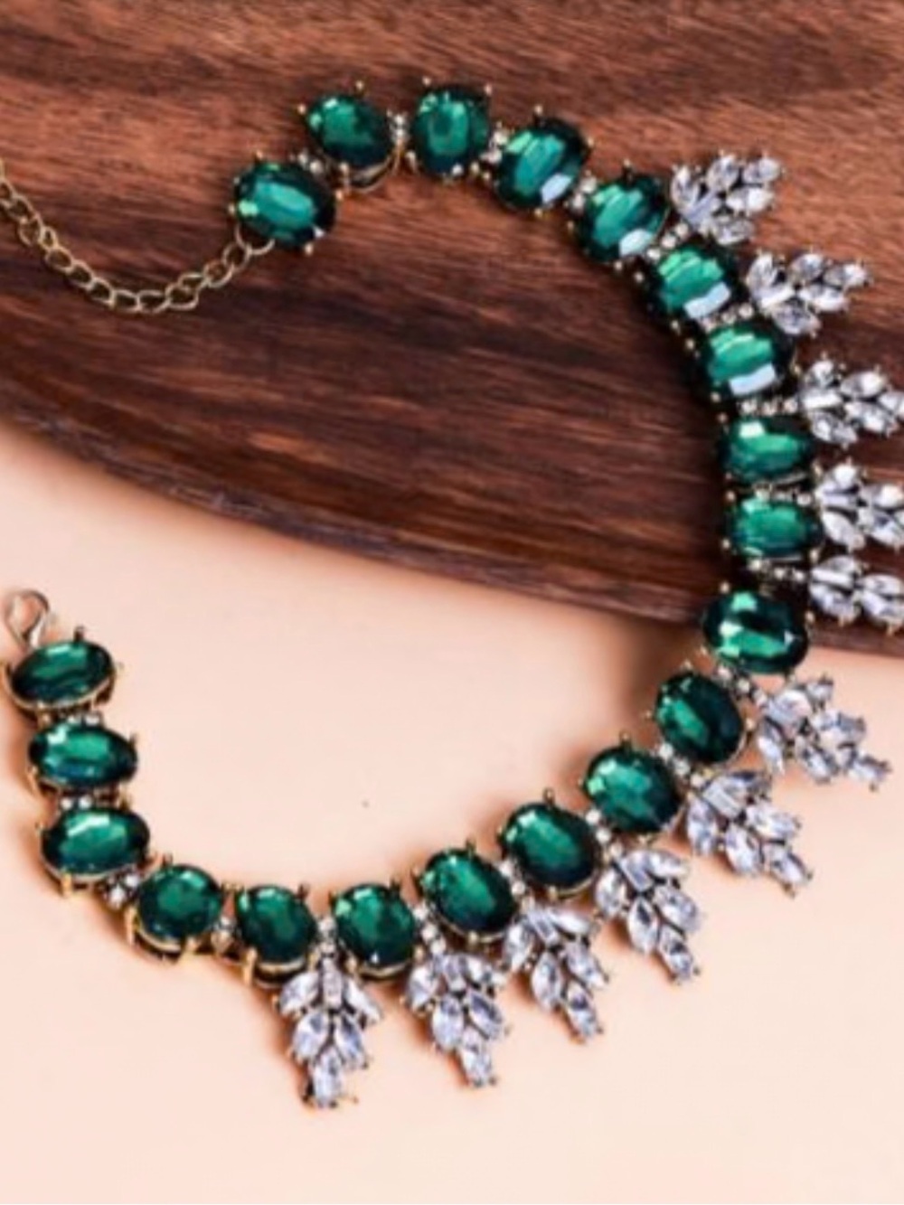 ARATTA Emerald Green Crystal Statement Necklace - Women Jewelry